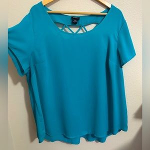 2X Torrid Teal Georgette Cage Back Top